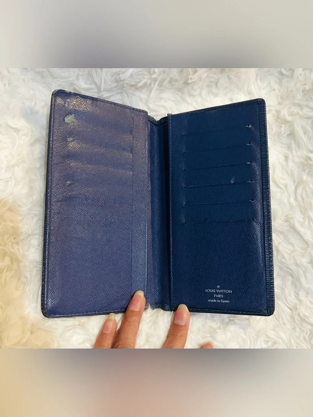 Louis Vuitton Blue Epi Leather Long Wallet with Embossed LV